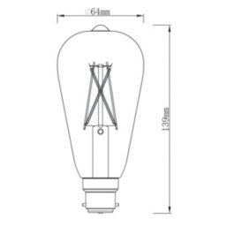 LAP Myko  B22 ST64 LED Virtual Filament Smart Light Bulb 7.3W 806lm