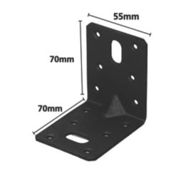 Magnodur Reinforced Angle Brackets Black 70mm x 70mm x 55mm 10 Pack