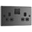 LAP  13A 2-Gang SP Switched Plug Socket Black Nickel  with Black Inserts