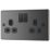 LAP  13A 2-Gang SP Switched Plug Socket Black Nickel  with Black Inserts