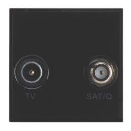 Contactum Media Modular Coaxial TV & F-Type Satellite Socket Black