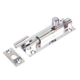 Necked Door Bolt Polished Chrome 76mm