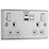 LAP  13A 2-Gang SP Switched Socket + 4.2A 15W 2-Outlet Type A & C USB Charger Brushed Stainless Steel with White Inserts