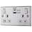 LAP  13A 2-Gang SP Switched Socket + 4.2A 15W 2-Outlet Type A & C USB Charger Brushed Stainless Steel with White Inserts