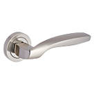 Smith & Locke Rhossilli Fire Rated Lever on Rose Door Handles Pair Brushed Nickel