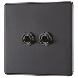 LAP  20A 16AX 2-Gang 2-Way Toggle Switch  Slate Grey