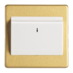 Contactum Lyric 10AX Key Card Switch Brushed Brass with White Inserts