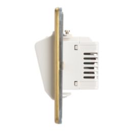 Contactum Lyric 10AX Key Card Switch Brushed Brass with White Inserts