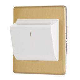 Contactum Lyric 10AX Key Card Switch Brushed Brass with White Inserts