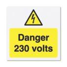 Essentials  'Danger 230V' Electrical Warning Labels 75mm x 75mm 25 Pack