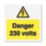 Essentials  'Danger 230V' Electrical Warning Labels 75mm x 75mm 25 Pack