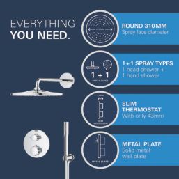 Grohe Precision 310 Round HP Rear-Fed Concealed Chrome Thermostatic Shower System