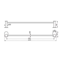Swirl Swindale Bathroom Towel Rail Chrome 645mm x 80mm x 70mm