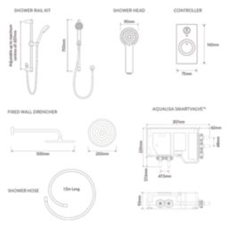 Aqualisa Smart Link HP/Combi Ceiling-Fed Chrome Thermostatic Single Outlet Exposed Smart Shower with Adjustable Head