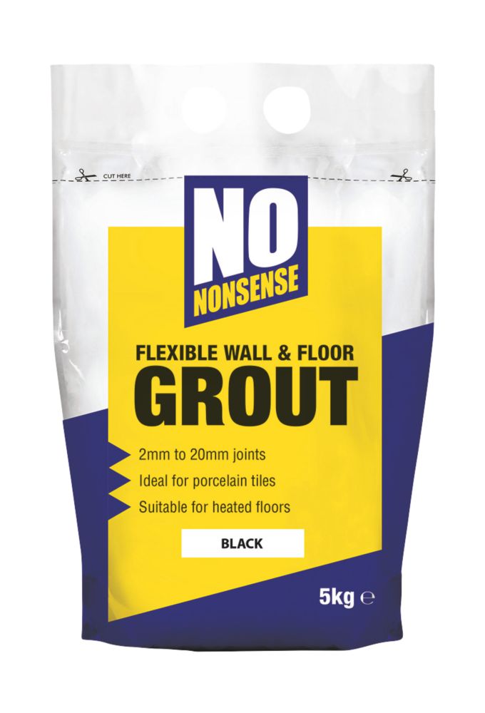 No Nonsense Wall & Floor Grout Black 5kg | Tile Adhesives | Screwfix.ie