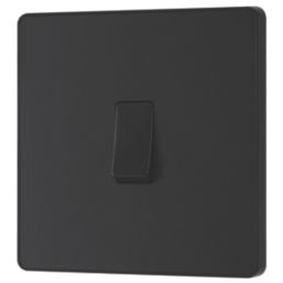 British General Evolve 20A 16AX 1-Gang Intermediate Light Switch Matt Black with Black Inserts