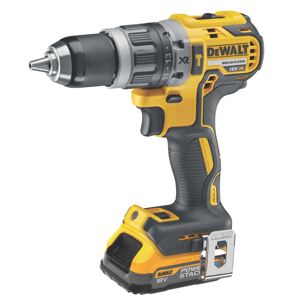 DeWalt DCD796E2T GB 18V 2 x 1.7Ah Li Ion PowerStack Brushless Cordless Combi Drill Screwfix