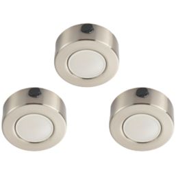 LAP Iris Round LED CCT Cabinet Downlights Satin Nickel 15W 3 x 400lm 3 Pack