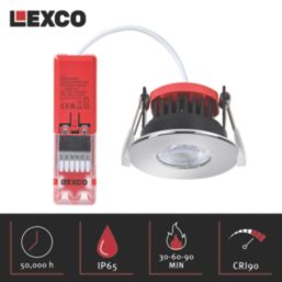 Lexco Tauri Fixed  Fire Rated LED Downlights Polished Chrome 8W 500-800lm 10 Pack