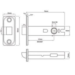 Smith & Locke Matt Black Heavy Duty Tubular Mortice Latch 76mm Case - 57mm Backset