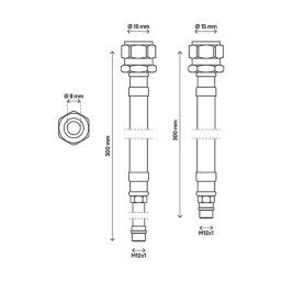Essentials Flexible Tap Connectors 15mm x M12 x 300mm 2 Pack