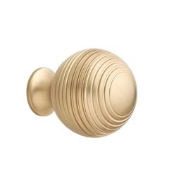 Elite Knobs & Handles Reeded Cabinet Knob Brushed Brass 30mm