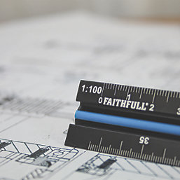 Faithfull Tri-Scale Architect Aluminium Ruler 11 3/4" (300mm)