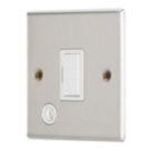 Contactum iConic 13A Unswitched Fused Spur & Flex Outlet  Brushed Steel with White Inserts