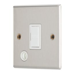 Contactum iConic 13A Unswitched Fused Spur & Flex Outlet  Brushed Steel with White Inserts