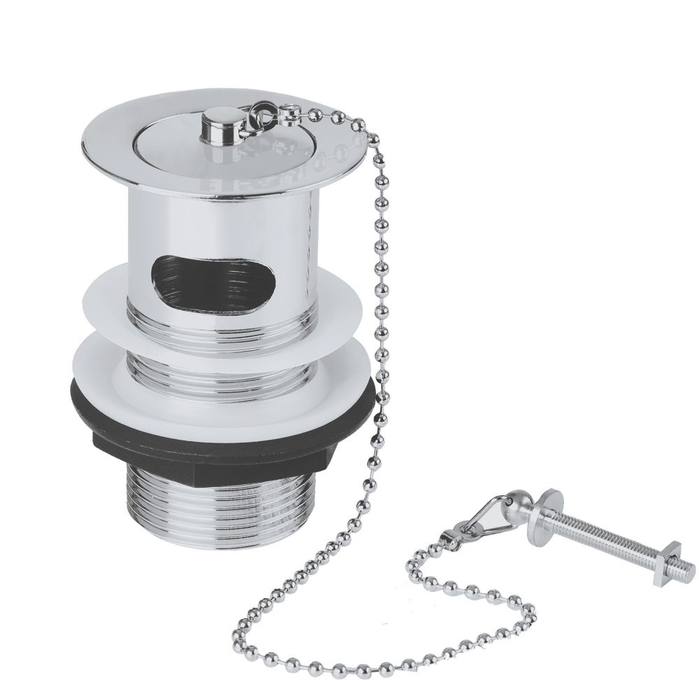 Flomasta Basin Waste with Chrome Plug & Chain | Wastes | Screwfix.ie