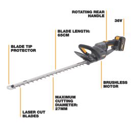 Titan  TTT1210GHT 65cm 36V 1 x 4.0Ah Li-Ion TXP Brushless Cordless Hedge Trimmer