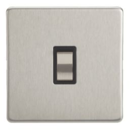Contactum Lyric 10AX 1-Gang Intermediate Switch Brushed Steel with Black Inserts