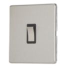 Contactum Lyric 10AX 1-Gang Intermediate Switch Brushed Steel with Black Inserts