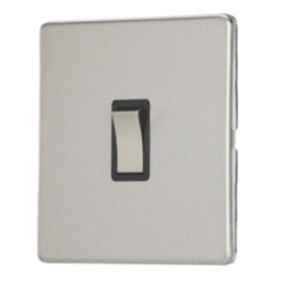 Contactum Lyric 10AX 1-Gang Intermediate Switch Brushed Steel with Black Inserts