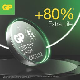 GP Batteries CR2032 3V Coin Cell Lithium Batteries  2 Pack