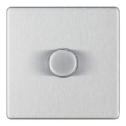 LAP  1-Gang 2-Way LED Dimmer Switch  Brushed Steel with Colour-Matched Inserts