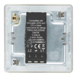 LAP  1-Gang 2-Way LED Dimmer Switch  Brushed Steel with Colour-Matched Inserts