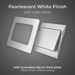 British General Evolve 20A 16AX 1-Gang 2-Way Wide Rocker Light Switch  Pearlescent White with White Inserts