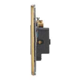 Contactum Lyric 5A 1-Gang Unswitched Round Pin Socket Brushed Brass with Black Inserts