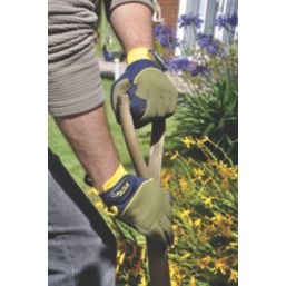 ClipGlove Shock Absorber   Synthetic Leather Gardening Gloves Navy / Khaki Large