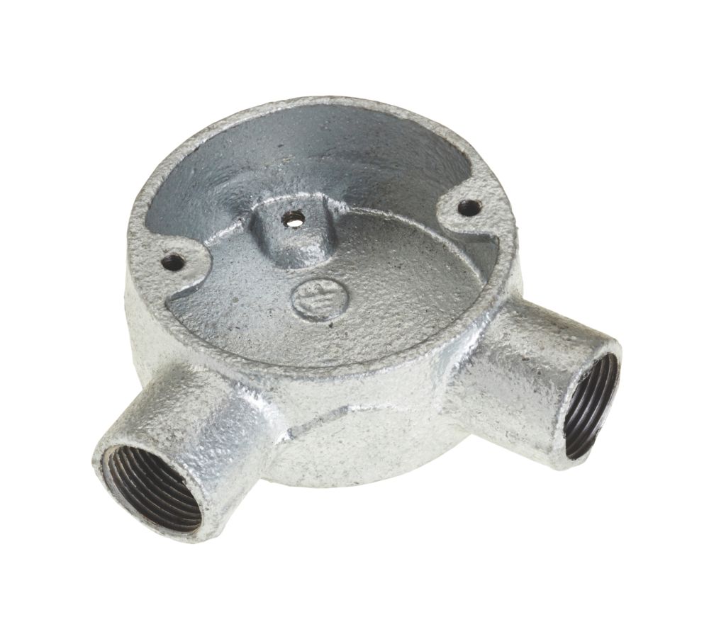Deta 2 Way 20mm Angle Conduit Box Galvanised Screwfix