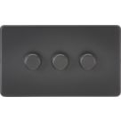 Knightsbridge  3-Gang 2-Way LED Intelligent Dimmer Switch  Matt Black