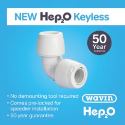 Hep2O  Plastic Push-Fit Equal 90° Keyless Elbow 15mm