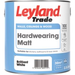 Leyland Trade Hardwearing 2.5Ltr Brilliant White Matt Emulsion  Paint