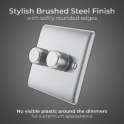 British General Nexus Metal 2-Gang 2-Way LED Dimmer Switch  Brushed Steel