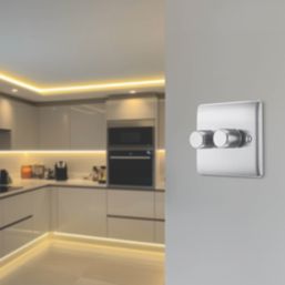 British General Nexus Metal 2-Gang 2-Way LED Dimmer Switch  Brushed Steel