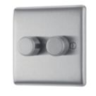 British General Nexus Metal 2-Gang 2-Way LED Dimmer Switch  Brushed Steel