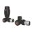ETAL Danva 15mm x 1/2" Satin Black Corner Modern Thermostatic Radiator Valve & Lockshield