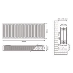 Flomasta 300mm x 1000mm 3230BTU White Type 22 Convector Radiator