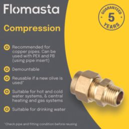 Flomasta  Brass Compression Adapting Male Coupler 10mm x 3/8"